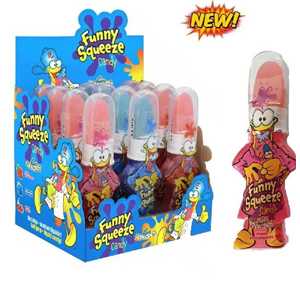 FUNNY SQUEEZE CANDY + GEL LOLLYPOP (X12)