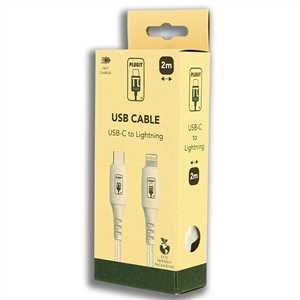 PLUGIT USB-C TO IPHONE CABLE - 2M - WHITE NYLON PLASTIC HEAD